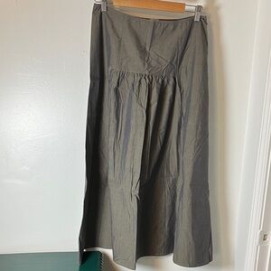 LILITH Made in France Gray Metallic Cotton Midi Skirt Avant Garde Lagenlook Sz L